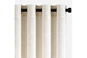 Topfinel Cortinas Salon Modernas 2 Piezas Cortina Dormitorio Visillo Lino para Infantiles Habitacion de Raya Gasa Suave Translucidas Boho Cortinas con Ojales Decorativas Lino Natural 140x245cm