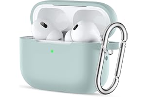 Easuny Hülle für AirPods Pro 2/1 Schutzhülle 2022/2019, Weiches Silikon Stoßfeste Schutzhülle Kompatibel für Apple AirPods Pro 2. Generation Case, mit Karabiner [Front-LED Sichtbar] - BlauGrün