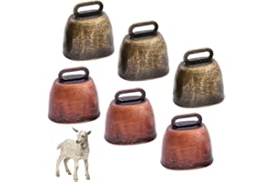 XOXVURI 6 Piezas Cencerros Ovejas Cencerro Campanas De Metal De Estilo Antiguo Para Vaca Caballo Oveja Cobre Ganado Campanas De Latón Campanas De Metal Para Mascotas (Bronze)