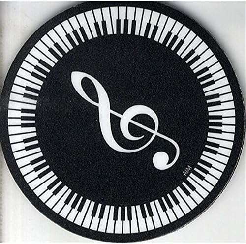 Coaster - Keyboard Treble Clef Round (B/W)