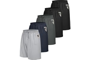 BOOJO 5 Pack Gym Shorts Men with Pockets UK Sports Breathable for Running Training
