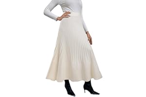 Adigaber Faldas Largas de Mujer Cintura Alta Falda Plisada de Punto Línea A Cintura Elástica Falda de Invierno