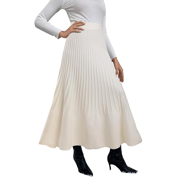 Jupe Mi-longue Plissée Taille Haute – Coupe A-Line Fluide, élastique à La Taille, Pour Un Look Chic Et Décontracté