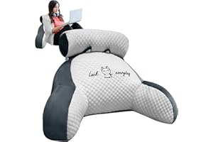 Suewidfay Lesekissen für Bett und Sofa, 70x50cm Groß Erwachsenen Rückenkissen, Komfortkissen Lesekissen mit Abnehmbarer Nackenrolle und Armlehnen, Lesesitzkissen zum Lesen, Fernsehen, Faulenzen