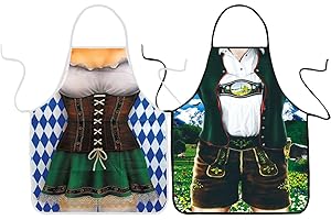 VemeFufu Oktoberfest, Christmas, Beer Festival Apron - Red, One Size Fits All - Waist, Novelty, Cartoon - Adults, Social Event Enthusiasts - Kitchen/Cooking