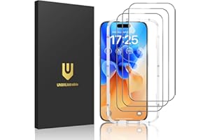 UNBREAKcable 3er-Pack für iPhone 15 Pro für Panzerglas, für Schutzfolie Glas [1:1 Vollabdeckung] [Einfacher Installationsrahmen] [9H-Härtegrad] [99,99% HD] - 6,1 Zoll