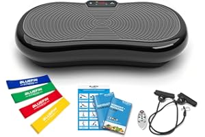 Plateforme Vibrante Ultra Slim Plus Bluefin Fitness | Appareil Fitness à Vibrations pour l'entraînement de Tout Le Corps | Plaque vibrante au Design Compact avec Bandes de résistance