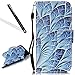 Produktbild Galaxy J3 2017 Lederhülle,Strap Shutzhülle für Samsung Galaxy J3 2017,Leeook Pu Leder Magnetverschluss Telefon-Kasten Brieftasche Handyhülle Schön Blau Blumen Muster Leder Lanyard Wallet Flip Cover Handyhülle Schutzhülle Schutz Hüllen im Bookstyle mit Standfunktion und Karte Halter für Samsung Galaxy J3 2017+ 1 x Schwarz Eingabestift