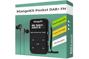 MangoKit MP1 Mini Radio Poche Numérique,Dab/Dab+/FM Radio Portable avec Batterie Rechargeable, Boutons Verrouillables,écouteurs, écran OLED,20 Préréglages de Station,pour Le Sport, la Course (Noir)