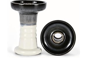 Ciotola per Narghilè Kitosun Clay Phunnel Ciotola per narghilè smaltata Lavoro Perfetto con il Sistema di Gestione del Calore Facile da Tirare Grandi Nuvole per Shisha Nargila (bianco e nero)