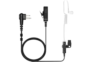 BLISCENTLY Motorola Walkie Talkie Earpiece 2-Pin with Mic, Covert Air Tube Design, Big PPT Compatible for CP185, CP200, CP200D, RDM2070D, BPR40, Black, Ideal for Professional Communication
