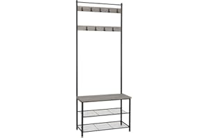 MONDEER Meerveil Appendiabiti da Terra, Metallo, Grigio, 70 x 32 x 175 cm