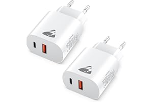 YOSOU 2 Pack Caricatore USB C, 20W Ricarica Rapido Presa Spina USBC Alimentatore Type C Multiplo Carica Batterie Caricabatterie Caricatore per iPhone 16 15 14 13 12 11 Pro Max Samsung S24 S23 iPad Cellulare