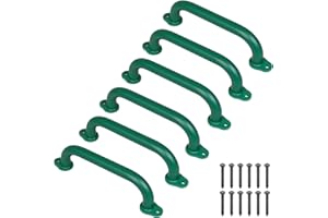 SELEWARE Juego de 6 asas de seguridad de 12 pulgadas, color verde, juego de manijas de metal para niños, barras de agarre para interiores y exteriores, barras de overol para casa de juegos, casa de