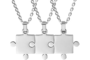 JewelryWe 3 in 1 Collana Puzzle Amicizia Sorella, Collana Personalizzato, Collana Pendente Unisex