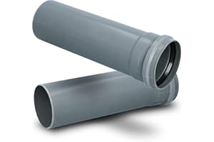INSTALGURU HT Rohr Abwasserrohr mit Muffe Ø 110 mm x 250 mm Länge Grau | PVC Kanalrohr Abflussrohr mit Gummidichtung | Kanalrohrsystem Heißwasser Chemische Beständigkeit | Abwasser Installation