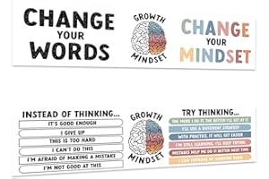 Andaz Press 13"x48" Large Growth Mindset Classroom Banner Poster Sign for Teachers Bulletin Board Door Wall Decor Motivational Boho Rainbow Theme Decorations for Elementary Middle School, 2-Pack