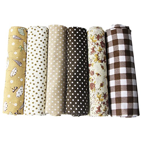 UOOOM 6 Stueck 50 x 50cm Stoffpakete Patchwork Stoffe Baumwolle tuch DIY Handgefertigte Nähen Quilten Stoff Baumwollgewebe Verschiedene Designs (Braun)