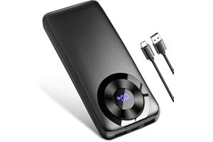 ROLOSAR Power Bank, 10000mAh PowerBank Ricarica Rapida con Ingresso e Uscita USB-C Batteria Esterna, Caricatore Portatile Display LED per iPhone 17/16/15/14/13/12Pro/Pro Max, Nero