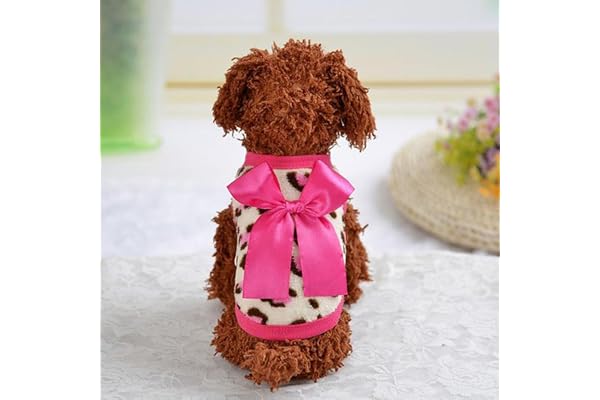 ATORSE Two Colors Leopard Design Coral Fleece Puppy Clothes Pet Dress Vest 8# Pink Pet Supplies Dog Supplies Clothing & Shoes