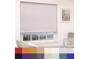 CAECUS Straight Edge Dim-Out Roller Blind - Easy Fit Home Office - 150cm Width x 160cm Width Drop - Natural