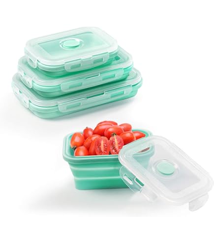 4-teilige Faltbare Frischhaltedosen – Luftdicht, Mikrowellengeeignet, Platzsparend