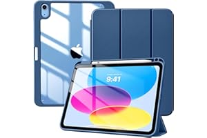 TiMOVO Funda para iPad A16 11ª Generación 11 Pulgadas 2025, iPad 10ª Generación 10,9" 2022 con Ranura de Lapiz, Cubierta de Carcasa Trasera Transparente Auto Sueño/Despertar, Gris Azul