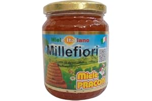MITA GR 500 MIELE MILLEFIORI 100% ITALIANO IN VASO VETRO DOLCIFICANTE HONEY NATURAL SWEETENER PRACONI MILLE FIORI