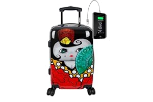 TOKYOTO - Valigia Da Cabina Divertente Per Bambini Ragazzi Adolescenti Fans Dei Cartoni Animati flamenco spagnolo Bagaglio A Mano USB 55x40x20 cm Trolley 55x35x20 Valigia Rigida 10 Kg Flamenca