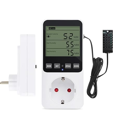 230V Thermostaatregelaar/luchtvochtigheidsregelaar met Timer Sonde, Thermostaat Hygrostaat Stopcontact Stekker met Alarm, voor Broeikas/luchtbevochtigers/ Luchtontvochtigers/Paddenstoelen/Terrarium 230V Thermostaatregelaar/luchtvochtigheidsregelaar met Timer Sonde, Thermostaat Hygrostaat Stopcontact Stekker met Alarm, voor Broeikas/luchtbevochtigers/ Luchtontvochtigers/Paddenstoelen/Terrarium