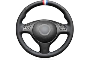 Mewant Housse de volant en cuir microfibre pour BMW Série 3 E46 E46/5 Série 2004-2005/Série 5 E39 2002-2003/M3 2001-2006/M5 2000-2003