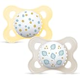 MAM Original Pacifier for Babies 2-6 Months, Bright Neutral, 2 pcs | With symmetrical, flat and flexible soft silicone teat,