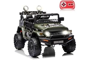 LIUFASHI Toyota 12V Voiture électrique pour Enfants avec 2,4G Télécommande,2 Places Véhicules électriques Jouets, Double Portes Ouvertes, Musique, USB, Mp3, pour Garçons Filles-Vert