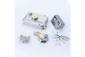 TOOLOFLIFE Serratura per porta esterna, serratura notturna per porta esterna, in acciaio inox, ad alta sicurezza per la tua casa o sul posto di lavoro, con 5 chiavi (aperta a destra senza lato)