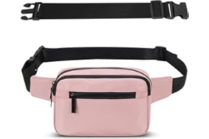 AIRCBC Sac Banana Femme Homme Sacoche Ville avec Ceinture Réglable Imperméable Sac à Taille avec 4 Poches pour Randonnée Cyclisme Balade Ville Festival Vacances Voyage Camping Outdoor Sport (Rose)