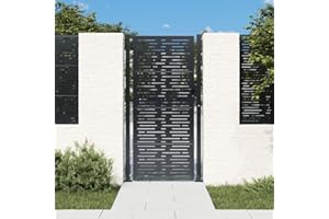Emmtore Gartentor Anthrazit 105x205 cm Stahl mit Quadratischem Design, Abschließbar Hoftor Eingangstor für Garten Terrasse, Tor Zauntor Gartenpforte
