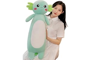 Aiuidun Cuscino di peluche Axolotl lungo, animale carino Axolotl imbottito corpo peluche morbido Plushies bambola giocattolo per le ragazze ragazzi(100cm/39.37inch,Green)