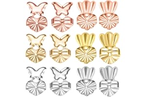 EODKSE Sollevatori per Orecchini ipoallergenici: 6 Paia di Supporti Regolabili e sicuri per Orecchie cadenti e lobi Pesanti in Metallo,