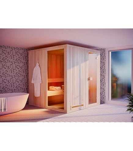 Binnensauna massieve sauna Nova grafiet volledig glazen deur | Houten