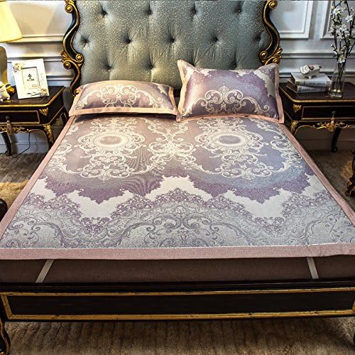 LLZBSX Ice Silk Mat/Cool Mattress/Ice Wire/Air Conditioner/Soft/Mat/1.8M/Bed/Three Or Four Sets/Washable/1.5/Bed Single/2X2.2 Meter/Mat/Summer/Cool,C Coffee Color, 1.5M (5Ft) Bed