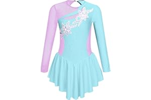 Alvivi Eiskunstlauf Kleid für Kinder Mädchen Ballettkleid Ballettanzug Gymnastikanzug Latein Tanzkleid Eislaufen Wettbewerb Tanzkleidung