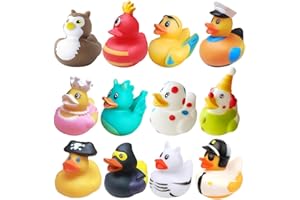 EBKCQ Paperelle di Gomma Bagno, 12 Pezzi Galleggiante Anatra da Bagno Carino, Colorate Anatre di Gomma, Gomma Giocattolo da Bagno per Baby Shower Premi Compleanni Feste