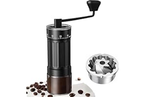 CEVING Mini molinillo de café manual con 40 ajustes ajustables, molinillo de café portátil de mano con capacidad de 30 g, molinillo de café de acero inoxidable para viajes, camping, oficina, espresso,