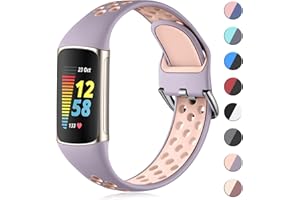 CeMiKa Bracelet Silicone Compatible avec Bracelet Fitbit Charge 5/Bracelet Fitbit Charge 6, Bandes Sport Réglable Douces Respirantes pour Sangle Fitbit Charge 5/Fitbit Charge 6, Petit Grand