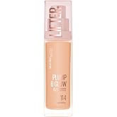 Maybelline New York Lifter Foundation Makeup Foundation, Shade 114 | 90% Skincare Ingredients and 2% Niacinamide, Hyaluronic