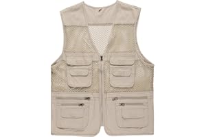 DAOBA Chaleco de Pesca Multibolsillo De Pesca Piezas Chaqueta Malla Transpirable Chaleco al Aire Libre Hombres