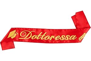 FLOFIA Fascia Dottoressa Laurea Fusciacca Sciarpa Fascia Laureata Dottoressa Gadget Accessori per Festa Cerimonia di Laurea Party Rosso