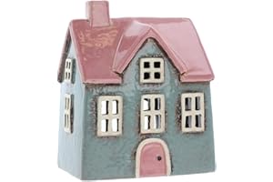 Shudehill Giftware Ceramic Village Pottery Bright Colour Range Tealight Holder, beautiful house-warming gift, Home Ornament, Candle Holder… (Grey/Pink)