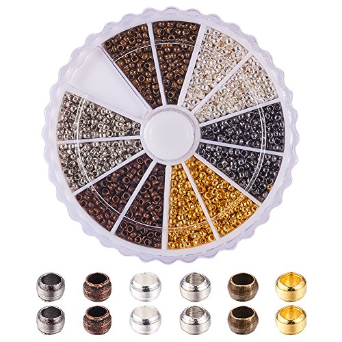 PandaHall Elite abalorios de tubo de rizar fin de 3000 piezas al por mayor, el color mixto, 2 mm