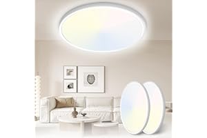 Yexati Pack 2x Plafon LED Techo 24W 3200LM, IP54 Lampara Techo 6000K/4000K/3000K Delgada Plafón Luz Led Redondo Lámpara Panel para Baño Dormitorio Cocina Salon Comedor Pasillo Ø300*25mm